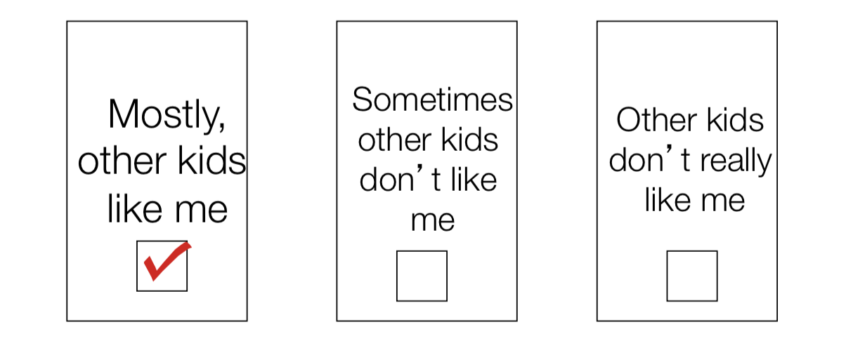 Child peer relationship scale with the mostly other kids like me option selected