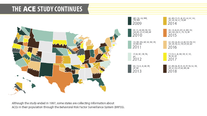 ACE study results across US states in map format