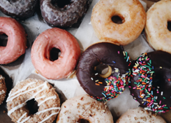 A collection of frosted donuts